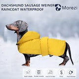 Dachshund Raincoat Clothes Jacket Dogs Waterproof fit for Dachshunds Weiner Long Back Breeds with Reflective Stripe Great Coverage Yellow M