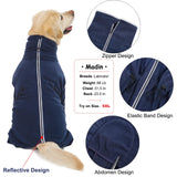 Dog Winter Coat for Large Medium Small Dogs, Warm Fleece High Collar Full Body Dog Jumpsuit Comfortable Onesie Apparel (Dark Blue, 5X-Large)
