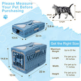 Pet Carrier for Cats & Small Dogs, Foldable & Durable Hard Cat Carrier Plastic, 2-Door 360° Ventilation Clear Top Pet Travel Kennel Crate for Longer Traveling Upto 22Lbs (22.0" L x 13.0" W x 14.6" H)