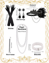 PLULON 6 Pcs 1920s Flapper Accessories for Women, Great Gatsby Flapper Accessories Fashion Roaring 20s Costume for Women