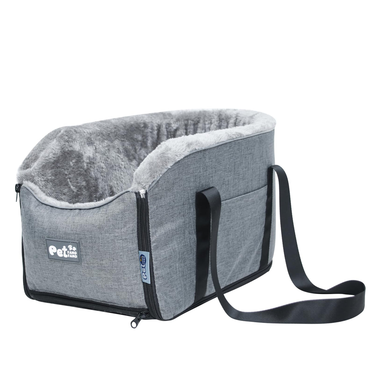 Elevated Dog Car Seat for SUV & Sedan - Pet Booster Seat with Safety Belt & Anti-Slip Platform, Convertible into Travel Carrier Bag & Indoor Bed (Grey)