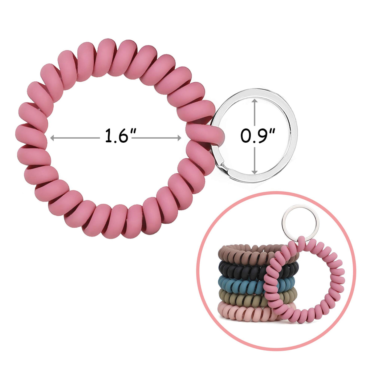 LGEGE 6PCS Stretchable Wristband Wristlet Keychain Wrist Key Chain Wristlet,Spring Flexible Spiral Wrist Coil Wrist Key Holder Key Ring for Sauna Gym Pool ID Badge and Outdoor Sports