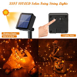 Lomotech 2 Pack Solar Halloween Lights, Total 66ft 200LED Orange Halloween Fairy Lights Waterproof 8 Modes Twinkle Lights Outdoor for Halloween Party DIY Decoration Black Wire