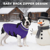 Mklhgty Small Dog Coat with Harness Built-in, Waterproof Reflective Fleece Lined - Warm Windproof Winter Jacket with Back Zipper, Cold Weather Snow Dog Coats - Purple - S