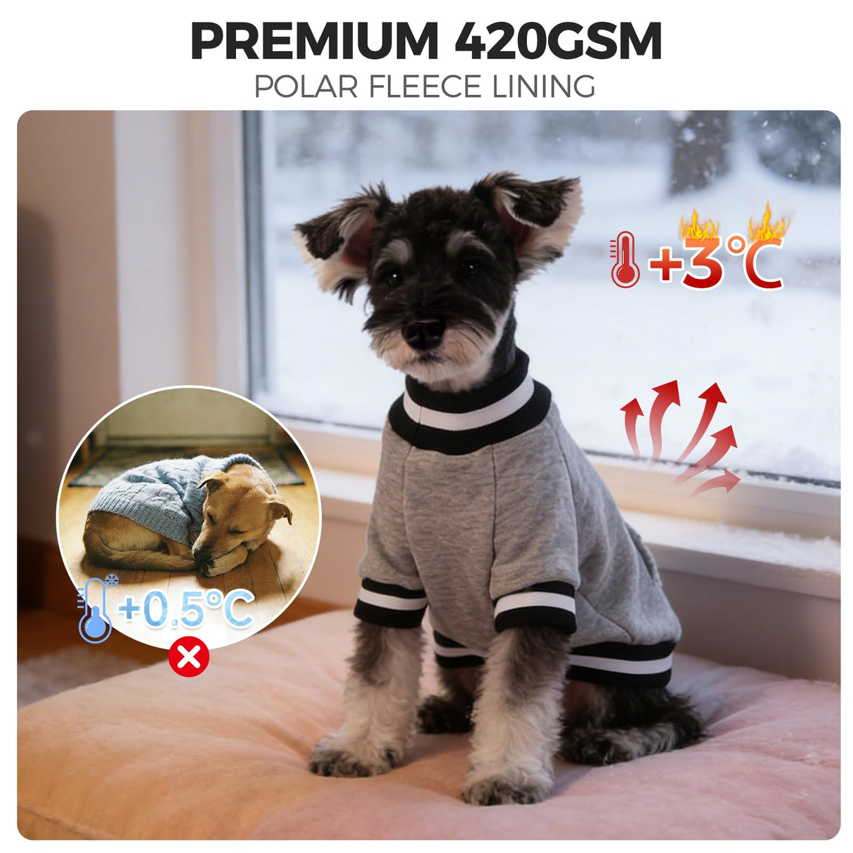 BINGPET Large Dog Sweater Pullover Fleece Vest with Leash Hole & D-Ring,Cotton Dog Hoodie for Small Medium Large Dogs Puppy Boys Girls,Thick Soft Fleece Winter Dog Clothes Cold Weather Sweatshirt Coat