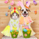 Huhumy 6 Pcs Adjustable Dog Easter Costumes Include Bunny Ears and Chick Headband Dog Bandana Easter Collar Tulle Tutu for Small Medium Pet Birthday Holiday Party Accessories