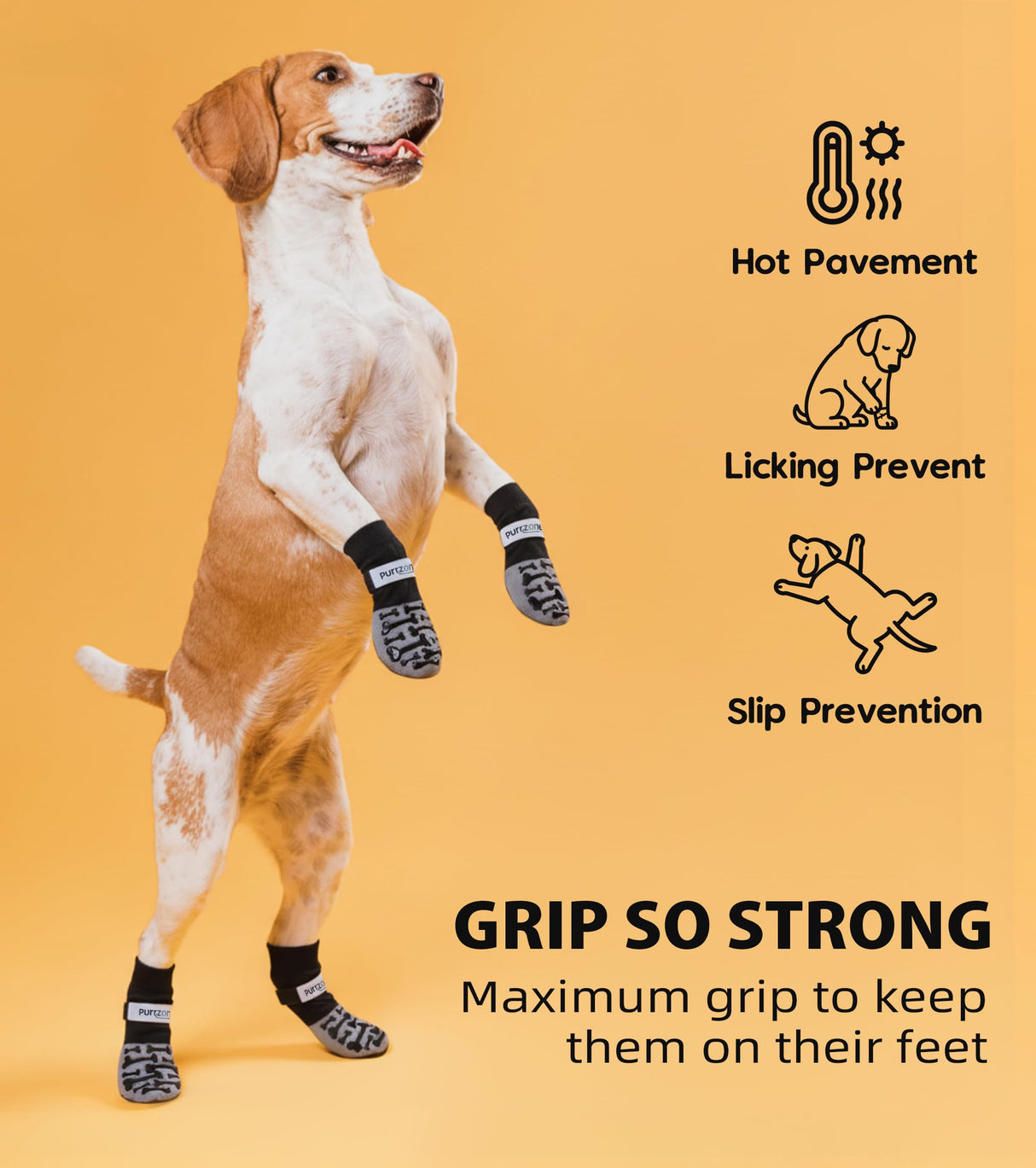 Purrzone 6 Pcs Non-Slip Dog Socks with Cute Bone Paw Grips Indoor Dog Socks for Hardwood Floors, Booties for Hot Pavement, Socks for Winter Snow, Paw Protector Socks (Modern Grey, Small)
