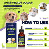 Nutrivio Liquid Melatonin for Dogs and Cats, Cat Melatonin, Dog Sleep Aid, Dog Anxiety Relief, Calming Behavior in Pets, Helps Restful Sleep, Small & Large Dogs, Bacon Flavor (60ml)