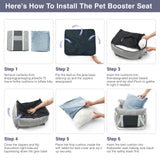 HAZOOWILL Pet Car Booster Seat for Small Dogs up to 25 lbs with Safety Straps, Storage Pockets, Travel Carrier Bed with Detachable Cover, Machine Washable (Light Gray)