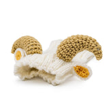 Zoo Snoods Ram Goat Costume - Warm Knit Dog Snood Wrap for Pets, Neck Ear Cover Protection, Halloween Winter (Small)