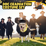 Huhumy 3 Pcs Dog Graduation Costume Set Include Pet Graduation Gown Adjustable Puppy Grad Cap with Gold Tassel Lensless Glasses for Dogs Cats Holiday Costume Accessory(Black,XL)