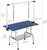 TRODEP 46" Dog Grooming Table Foldable Pet Grooming Tables with Adjustable Arm Noose Storage Mesh Tray Maximum Capacity Up to 330lbs Blue