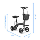 Medline Manual Seated Mobility Scooter Knee Walker, 8” Wheels, 300 lbs. Capacity, Black- for Leg & Foot Injuries, Crutch Alternative, 1 Ct.