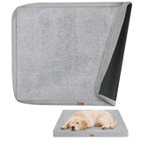 Tivray Dog Bed Cover, Washable Replacement Large Dog Bed Sheet with 3-Sided Continuous Zipper, Waterproof Liner, Soft Plush, Pet Mattress Fluffy Protector, 41x27x3 inches - M, Cover Only Grey