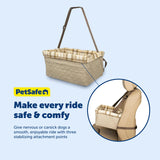 PetSafe Happy Ride Booster Seat for Dogs - Open Road Comfort - Safe Tether System - Zipper Pouch Dog Seat - Machine Washable Fleece Liner - Easy Install Design - Tan - Up to 25 lb