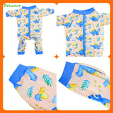 PetWarm Dog Pajamas, Pajamas for Dogs, All-Season Wear for Daily Walks and Indoor Rest, Travel-Ready for Car Rides, Helps Contain Loose Hair During Seasonal Changes, Dinosaur Print, Light Blue, 2XL