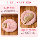 NOYAL Calming Dog Bed for Anxiety, Hooded Donut Cave with Blanket, Plush Fluffy Washable Pet Bed for Small Medium Dogs & Cats