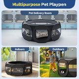 VavoPaw Small Animal Playpen, Chicken Brooder Box with Cover Top, Portable Outdoor Exercise Pet Cage Tent, Waterproof Breathable Pet playpen Indoor for Chick Ktiien Bunny Hamster Guinea Pig, Black