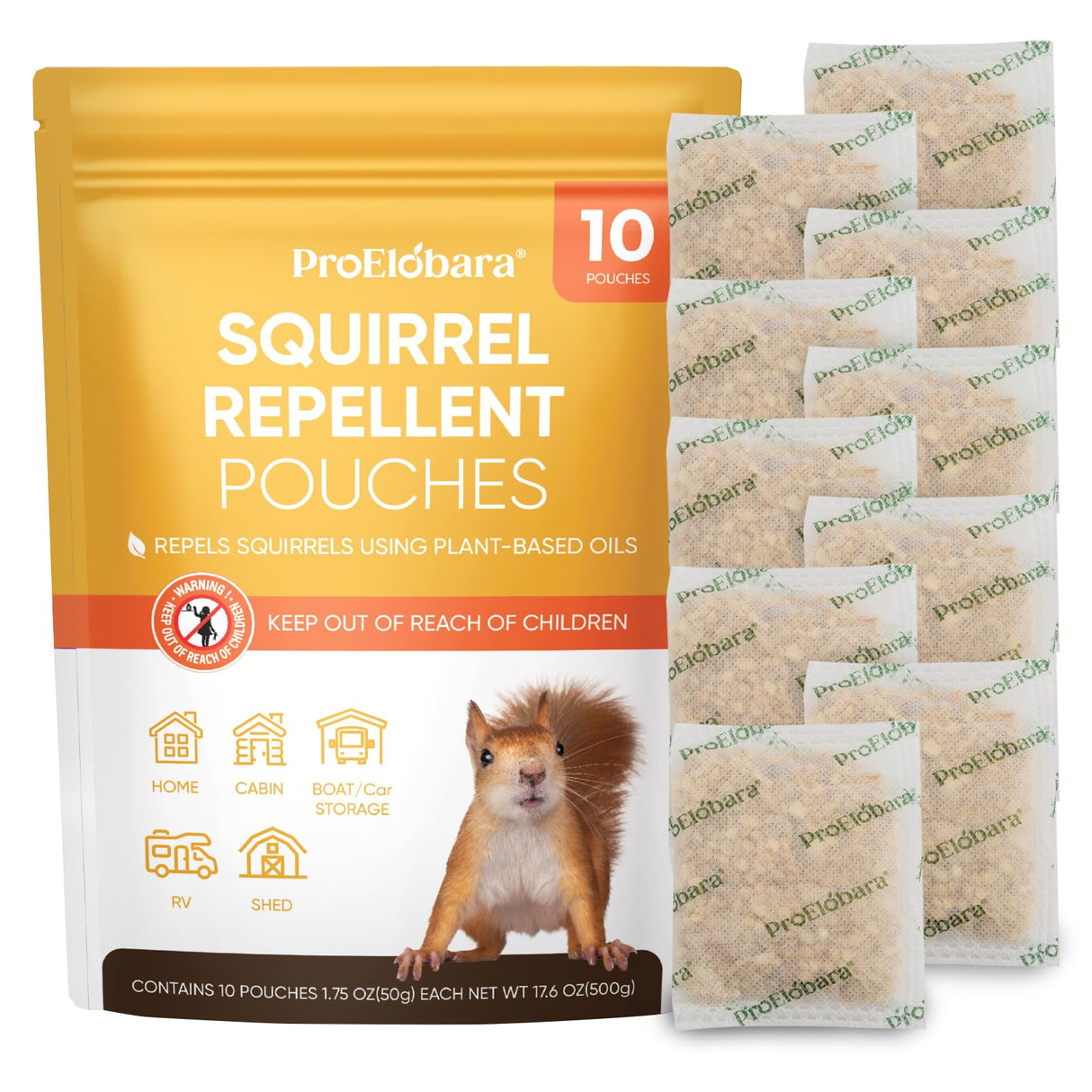 ProElobara Squirrel Repellent Chipmunk Deterrent: Squirrel Deterrent Repellent - Chipmunk Rodent Repellent - Squirrel Repellent Indoor 10 Pack