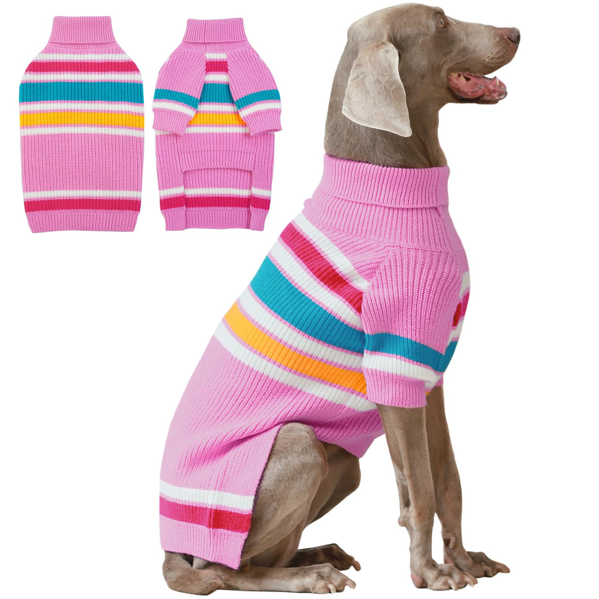 IECOii XXL Dog Sweaters - Turtleneck Pullover for Extra Large Dogs, Pink, XXL