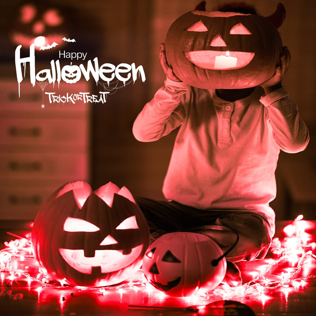 JMEXSUSS 33ft 100 LED Red Lights for Halloween, 8 Modes Red String Lights Plug-in, Clear Wire Red Christmas String Lights Indoor Outdoor Waterproof for Halloween, Room, Bedroom