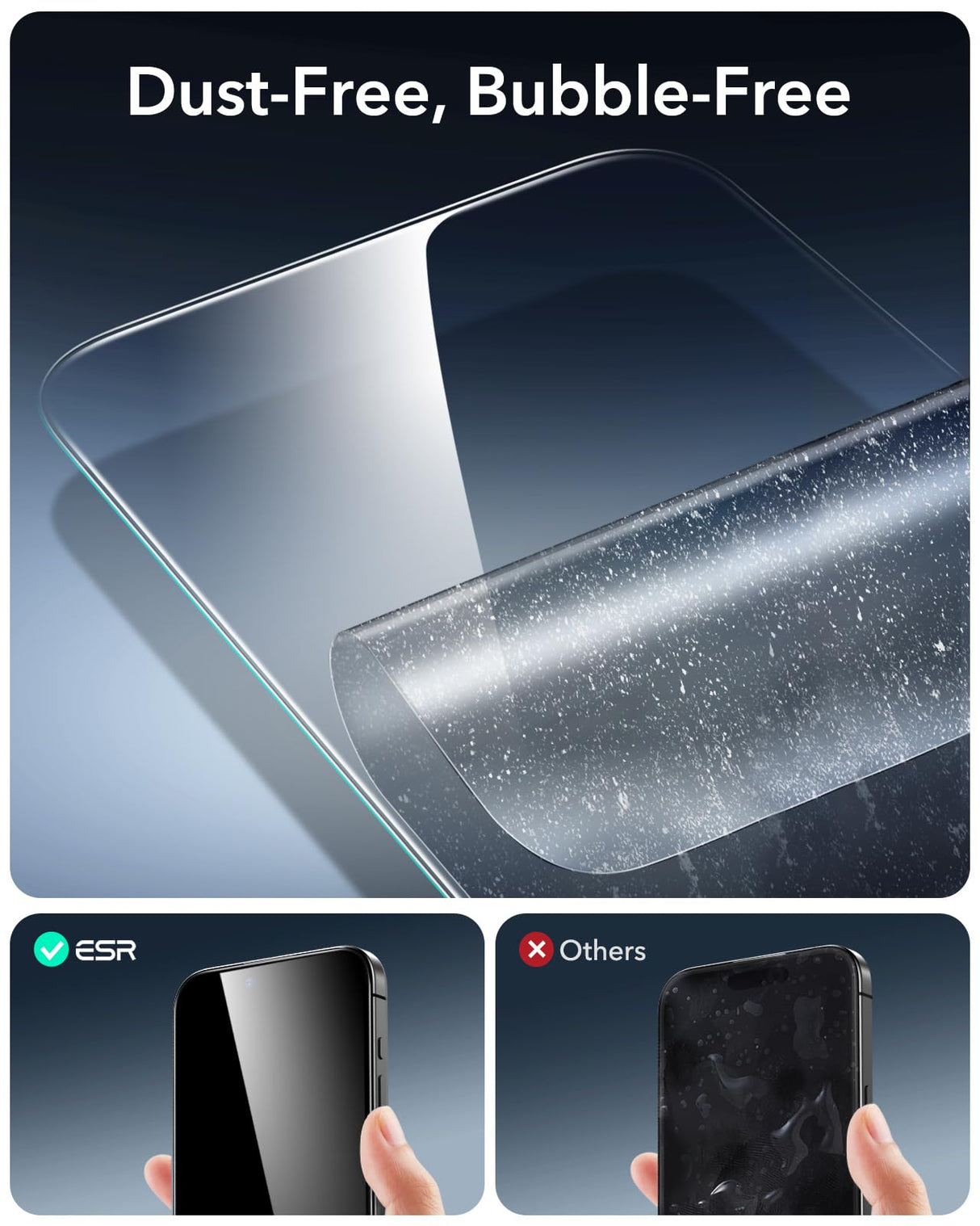 ESR 3 Pack 9H+ Glass for iPhone 16 Pro Screen Protector, [Military Grade Shatterproof & Longest Durable] Ultra-tough Tempered Glass with Updated Easy Installation Tool
