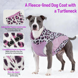 UNIPUP Dog Coats for Large Dogs with Harness Built in, Waterproof Dog Jacket Warm Pet Winter Coat Snowsuit for Cold Weather, Reflective Fleece Windproof Jacket, Purple, U-LDMF05XXL