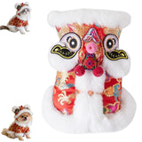 Cute Dance Lion Pet Costume with Red Sequins New Year Cat Dog Clothes Hoodies Coat Chinese Lion Dance Dog Costume, Spring Festival Pet Outfit (X-Small)