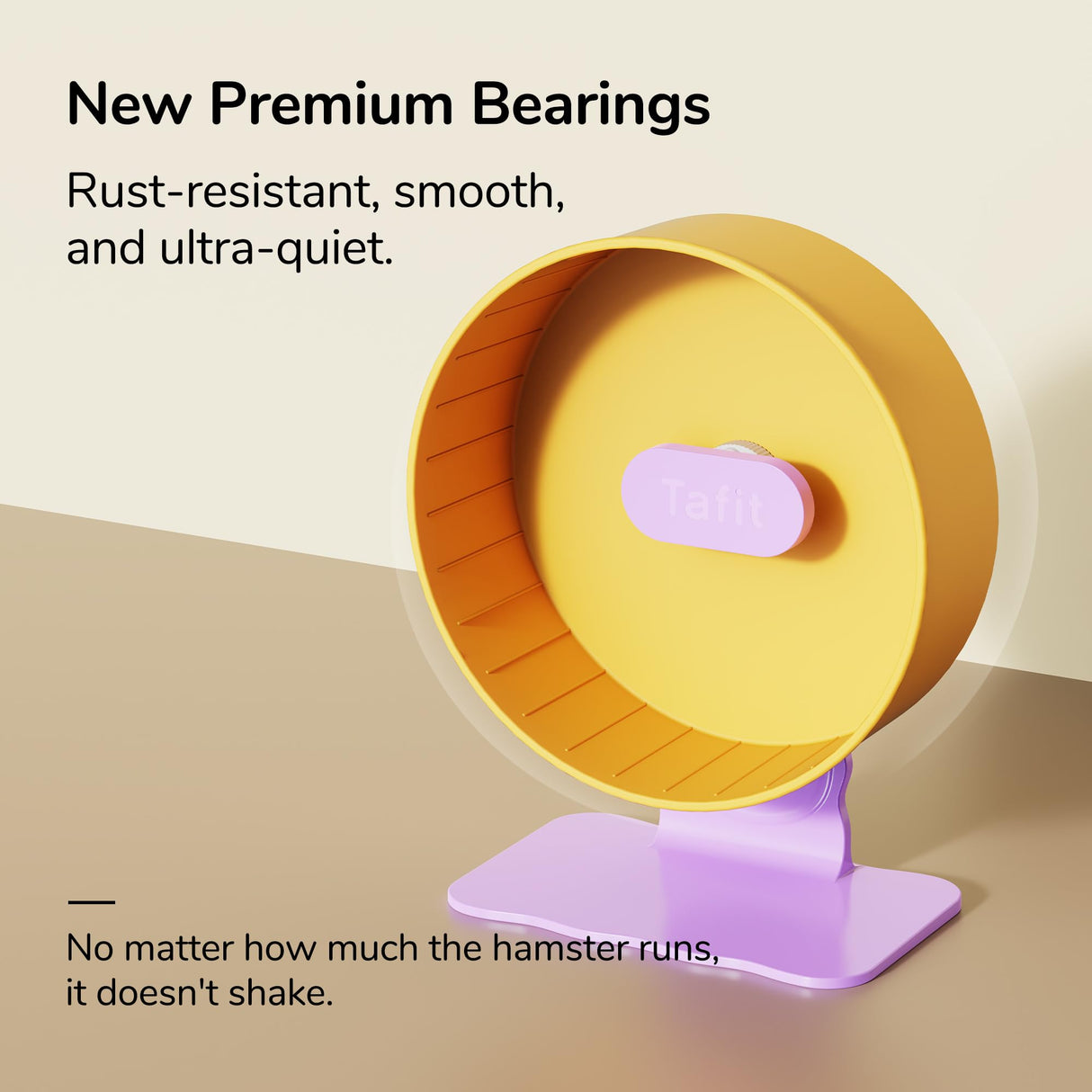 Tafit Quiet Hamster Wheel 10.2 Inch Dual-Bearings Silent Small Animals Running Exercise Wheel Height Adjustable for Syrian Hamsters, Gerbils, Rats, or Other Small Pets, Nut Brown