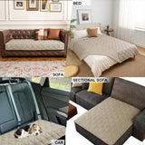 fuguitex Waterproof Dog Blanket Reversible for Small Dogs Resistant Leakproof Washable Couch Cushion Bed Protector Cover for Indoor Furniture Pet Friendly（82"*82",Brown+Khaki+Khaki
