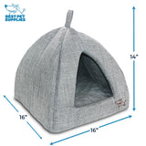 Best Pet Supplies Cat Bed for Indoor Cat, Domed Tent House with Removable Pillow, Covered Cat Cave for Small Dog, Puppies and All Breeds of Cats - Gray Linen, 16 x 16 x H:14"