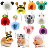 Kajaia 10 Pcs Hamster Hat Small Animals Cute Tiny Hat Mini Hand Knitted Hats for Snakes Pets Bearded Dragon Guinea Pig Bunny Costume Accessories Easter Holiday Parties (Novel Style)