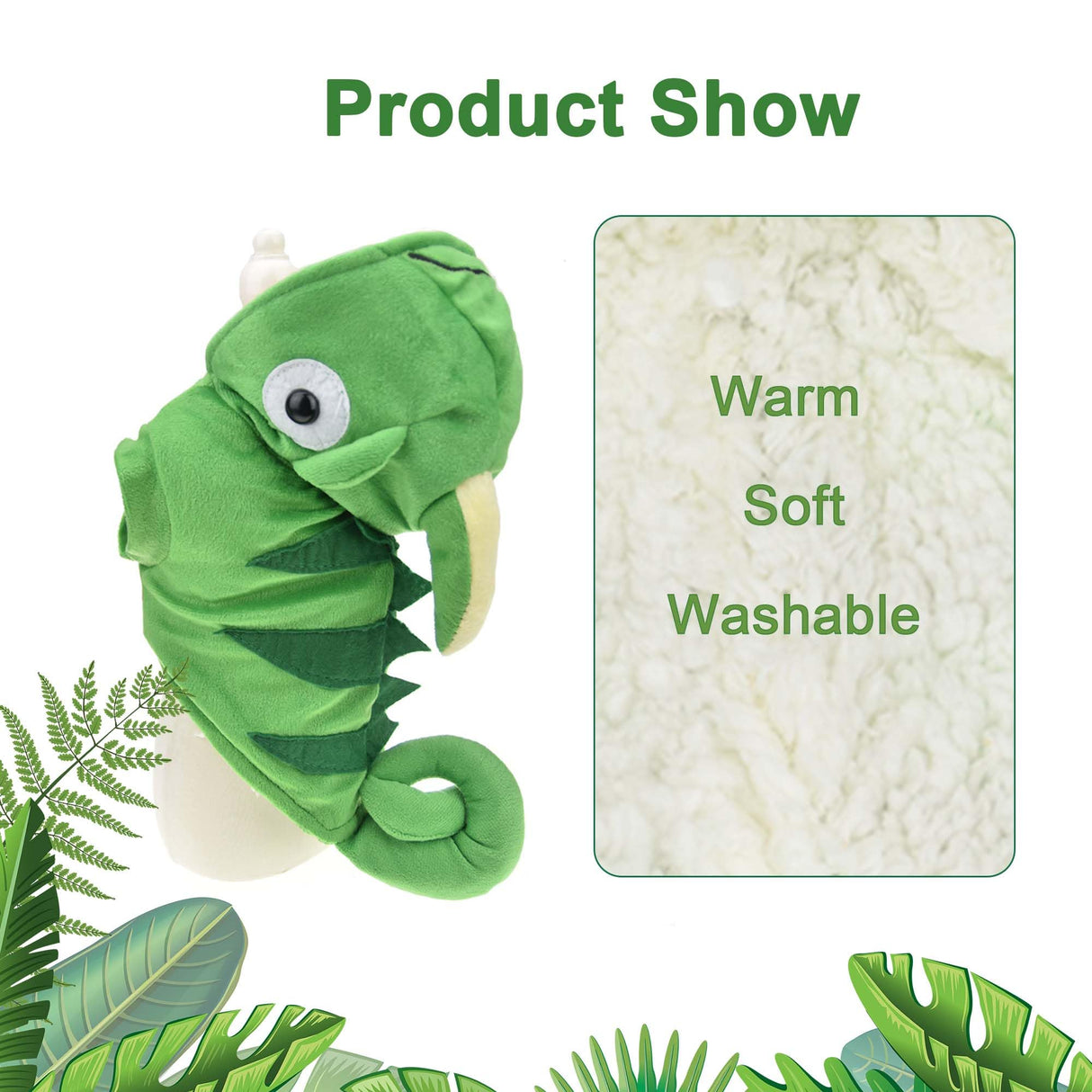 MuYaoPet Chameleon Dog Costume for Halloween,Winter Fleece Pet Cat Coat Jacket for Small Medium Large Dog,Pet Funny Clothes Hoodie Labrador Bulldog Chihuahua (Green,3XL)