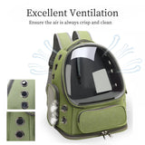 Cat Bubble Backpack,Breathable Cat Backpack Carrier Large Space Pet Travel Carrier for Kitty Small Dogs up to 15lbs,Transparent Cat Carrier for Hiking Camping Outdoor Travel (Green)