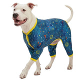 LovinPet Large Dog Surgery Recovery Shirt, Undershirt for Dog Coats, Anti Licking, Pitbull Clothes, Pet Anxiety Onesies, Navy Space Print, Pet Pajamas for Dogs, Pitbull Onesie, 2XL