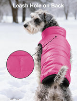 AURUZA Dog Winter Coat, Warm Waterproof Dogs Jacket Small Pet Vest for Medium Dogs Windproof Pet Fleece Vest Snow Jacket for Cold Weather(Hot Pink,3XL)