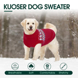 Kuoser Dog Sweater, Dog Sweaters for Large Size Dogs, Boy Girl Dogs Christmas Sweater, Pet Sweatshirt Outfits for Male Female, Warm Big Doggie Pullover Knitwear Clothes for Fall Winter, Red L