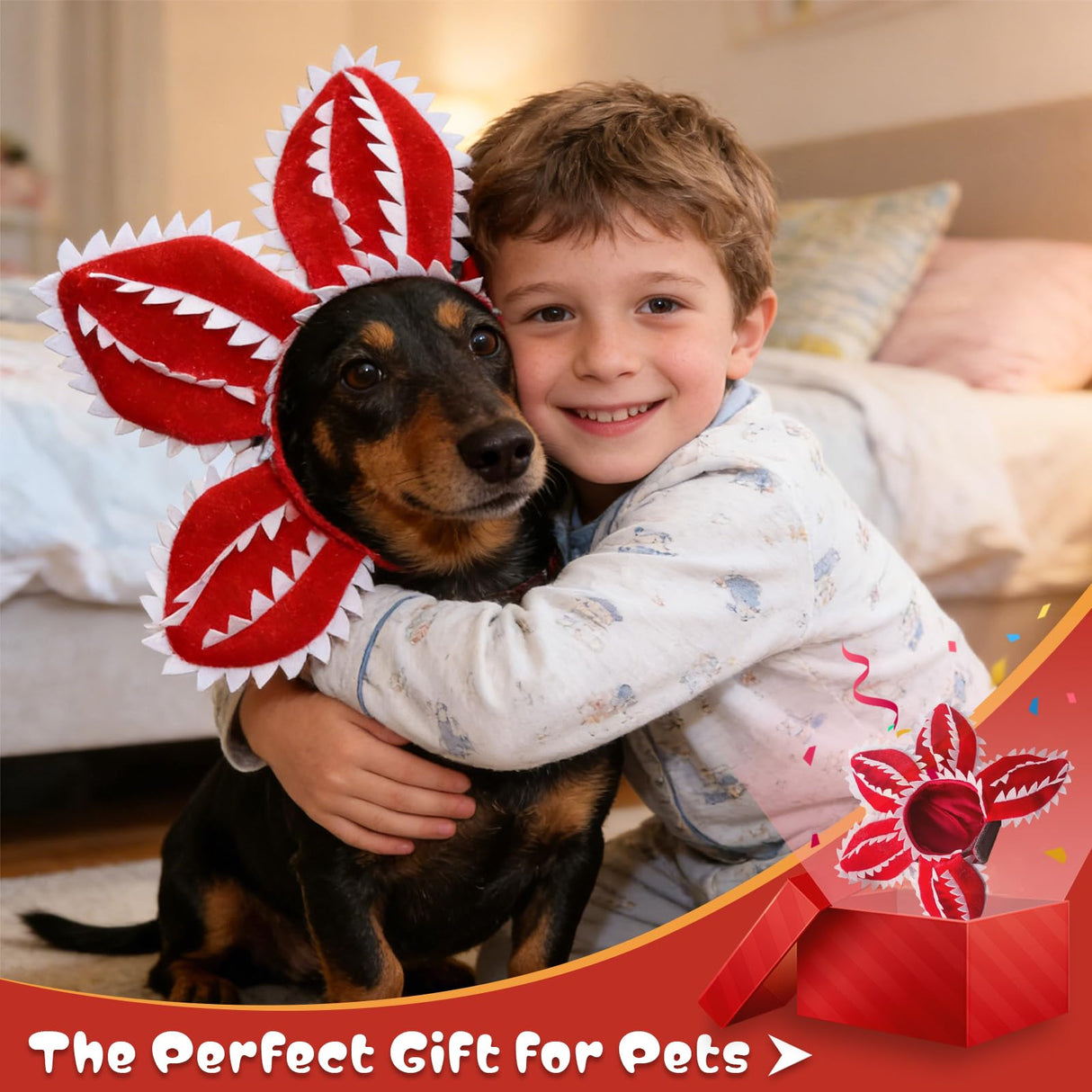 Demogorgon Dog Costume for Dogs Cats – Adjustable Pet Headpiece, Funny Cosplay Photo Prop Fits Small, Medium & Select Large Breeds (Large)