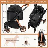 MAMIZO Pet Stroller for Medium Dogs Cats Up to 55 lbs, All-Terrain 3-in-1 Dog Stroller with Detachable Carrier, Rubber Wheels, One-Click Folding, Storage Basket & Cup Holder, for Senior Dogs & Cats