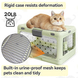 Velupet Zoom Hard Cat Carrier,Dog Crate for Small Dogs,Cat Kennel Clear,Foldable Dog Kennel with Urine Pad Mesh Grid,Ventilation & Hard Plastic Protection Transparent Pet Carrier 20" L,Green
