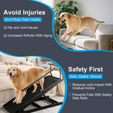 Dog Ramp for Bed and Couch- 5 Height Adjustable Premium Solid Wood Pet Ramp for Small, Medium Dogs, Collapsible Anti-Slip Dog Ramp for Sofa, Couch & Beds (Black, 115)