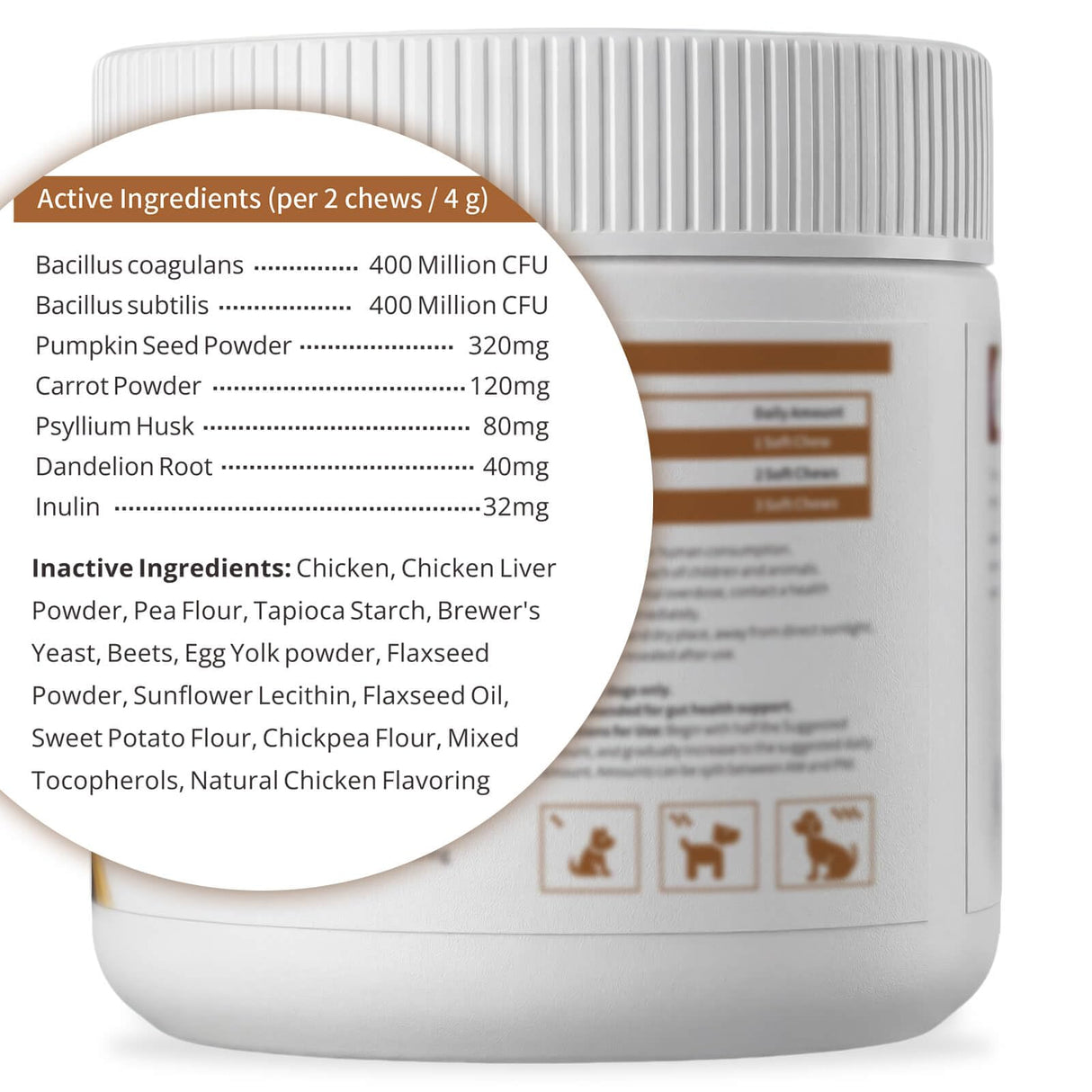 QUEPEYKI Anal Gland Support Soft Chews for Dogs, 90 Count – Pumpkin Seed Fiber, Psyllium & Dandelion Root with Probiotics (800M CFU) – Supports Firm Stools & Digestive Balance – Chicken & Liver