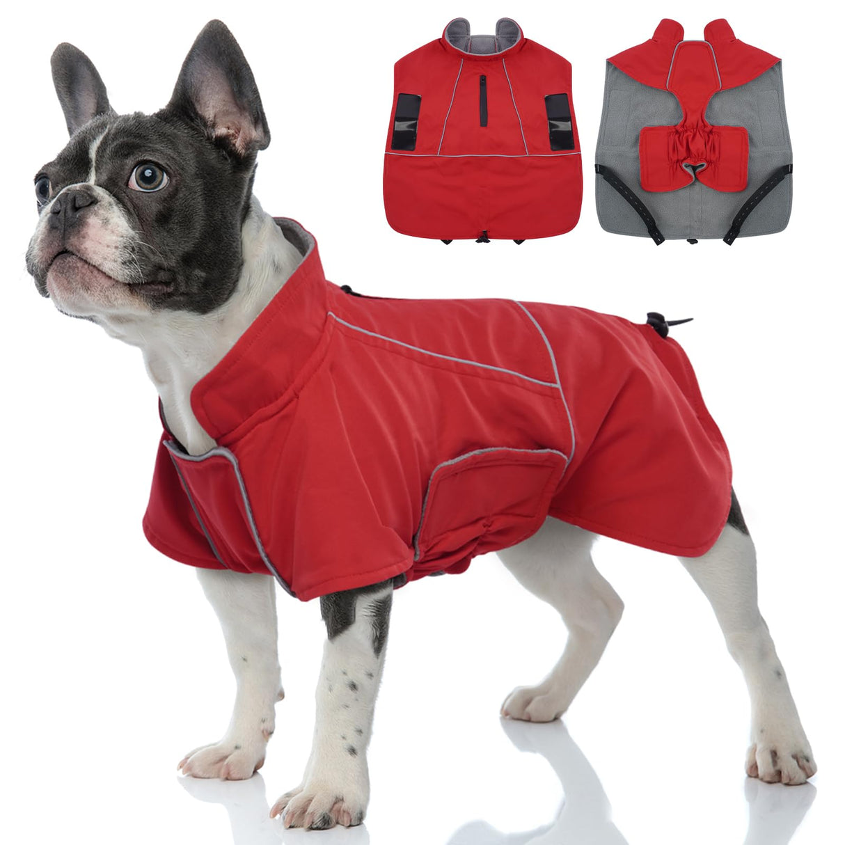 MIGOHI Waterproof Dog Jacket,XL Dog Coat,Reflective XL Fleece Jacket for Dogs,Extra Large Winter Coat Snowsuit,Large Snow Clothes for Dogs Male Female,Australian Shepherd,Beagle,XL,Red