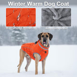 Yoochee Dog Coat, Warm Dog Winter Coat for Small Dogs, Waterproof Jacket with Harness Built in, Reflective Turtleneck Cold Weather Coats with Zipper,Pet Fleece Vest Snow Jacket, Orange S