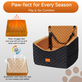 Dog Car Seat for Small Dogs, Portable Booster Seat with Memory Foam, Removable Washable Cover, Storage Pocket & Anti-Anxiety Elevated Design for Medium Dogs Under 35 lbs (Brown, Medium)