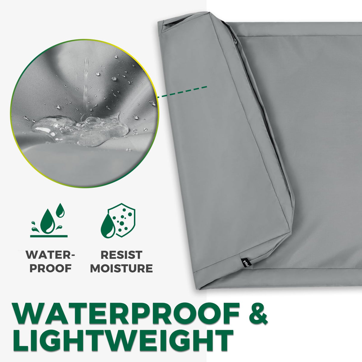 PAWFINITY Waterproof Dog Bed Cover Replacement Washable, Easy to Clean, Pet Hair Resistant, Heavy Duty Oxford, Zipper Closure, Indoor/Outdoor Use, Fits 48 Inch Dog Crate - Large, 47"x 29"x 4", Grey
