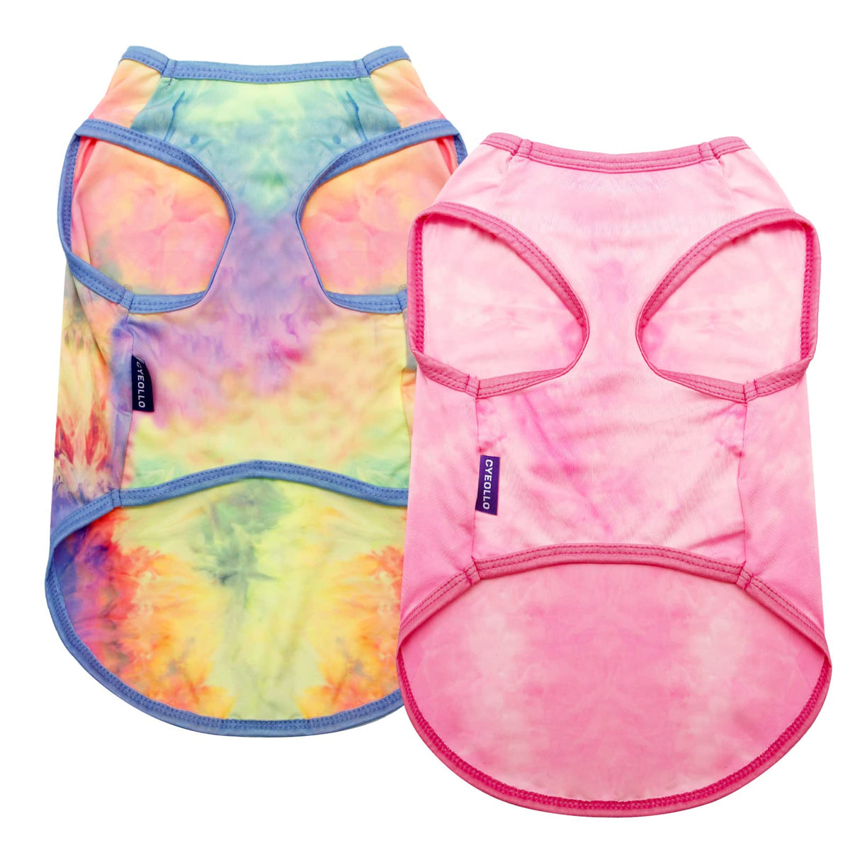 cyeollo 2 Pack Dog Shirts Tie Dye Stretchy Sun Protection Tank Top Vest T Shirt Breathable Summer Sun Protection Dog Clothes for Puppy Dogs