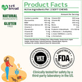 VET TREAT Dog Multivitamin Chewable with Glucosamine & Salmon Oil – Made USA – Puppy & Senior Supplement – 120 Chews– Daily Wellness Support for Joints, Immune System, Skin & Coat, Heart & Digestion