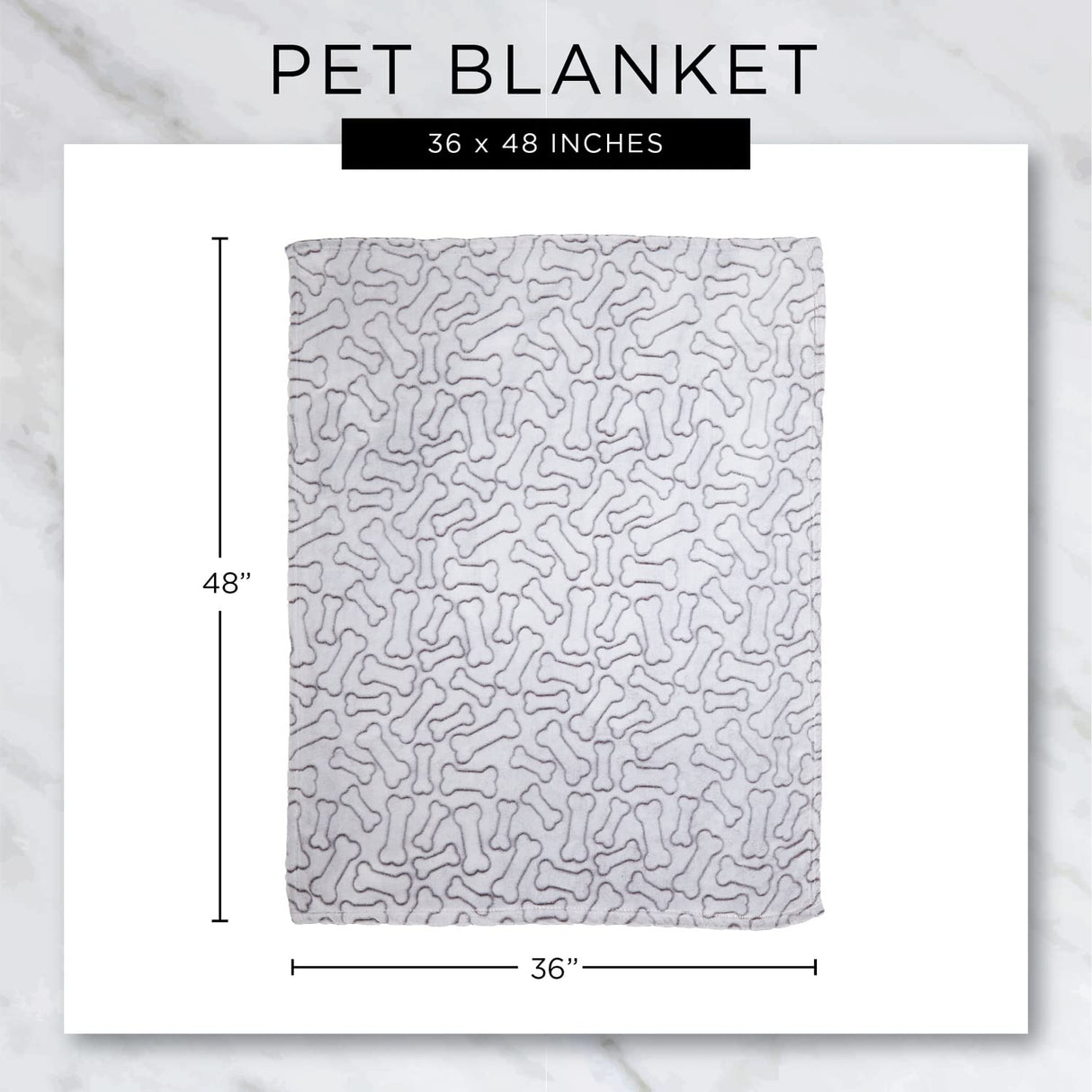Bone Dry Embossed Bone Collection, Pet Blanket, 36x48, Black