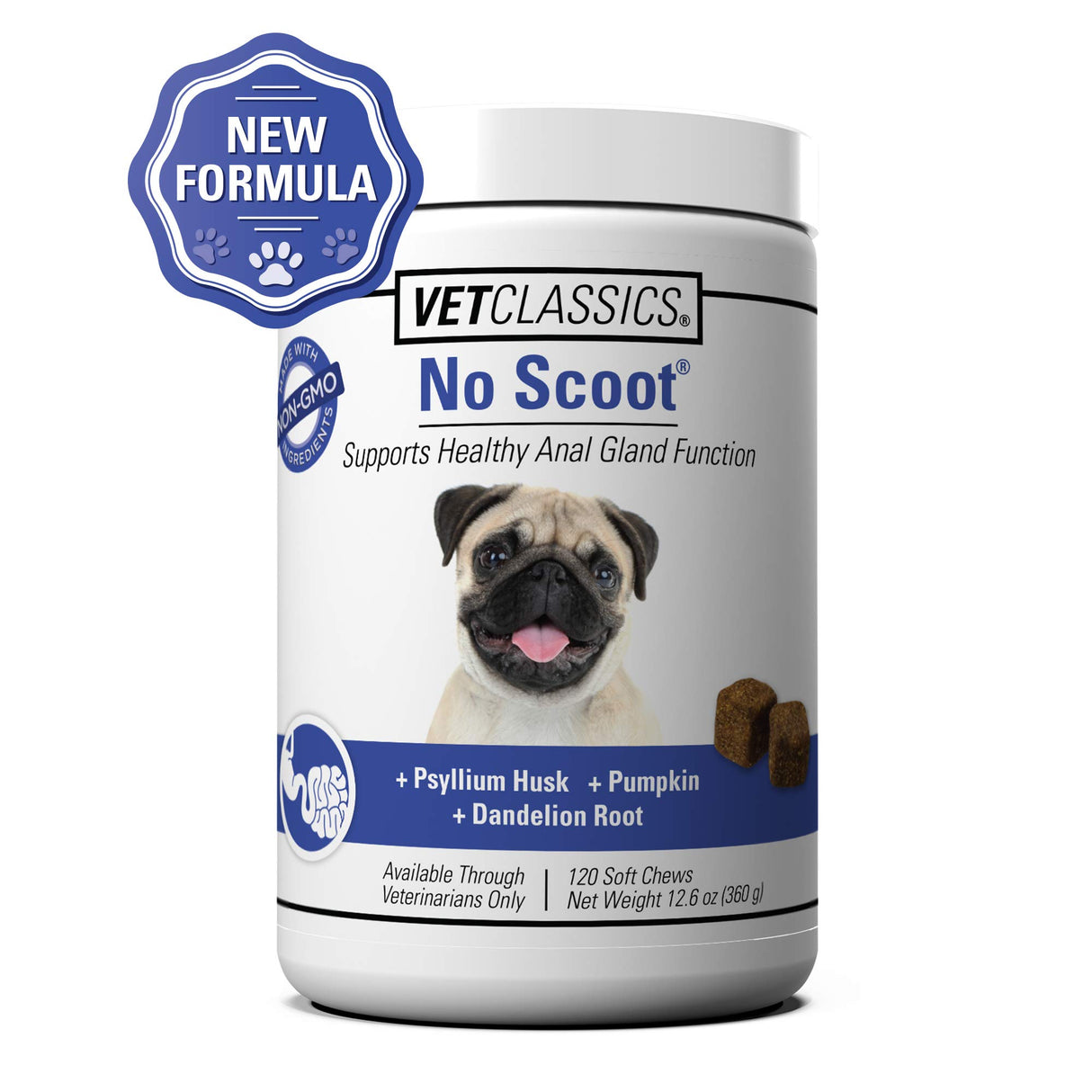Vet Classics No Scoot Dog Supplements for Healthy Anal Gland Function – Support Normal Bowel Functions, Anal Glands – Increases Daily Fiber Intake for Dogs – 120 Soft Chews